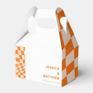 Ballotins Super Retro Orange Abstrait Check Mariage personna