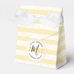 Ballotins Suuny Yellow and White Monogramme Name Stripes