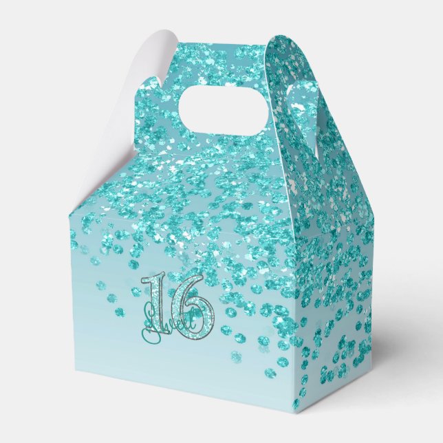 Ballotins Sweet 16 Anniversaire Glam Parties scintillant ble (Verso)