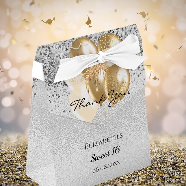 Ballotins Sweet 16 ballons d'or d'argent merci (Créateur téléchargé)