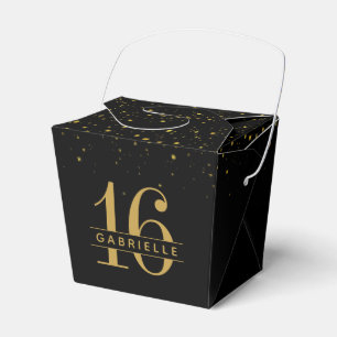 Ballotins Sweet 16 Black Gold Confetti Takeout personnalisé