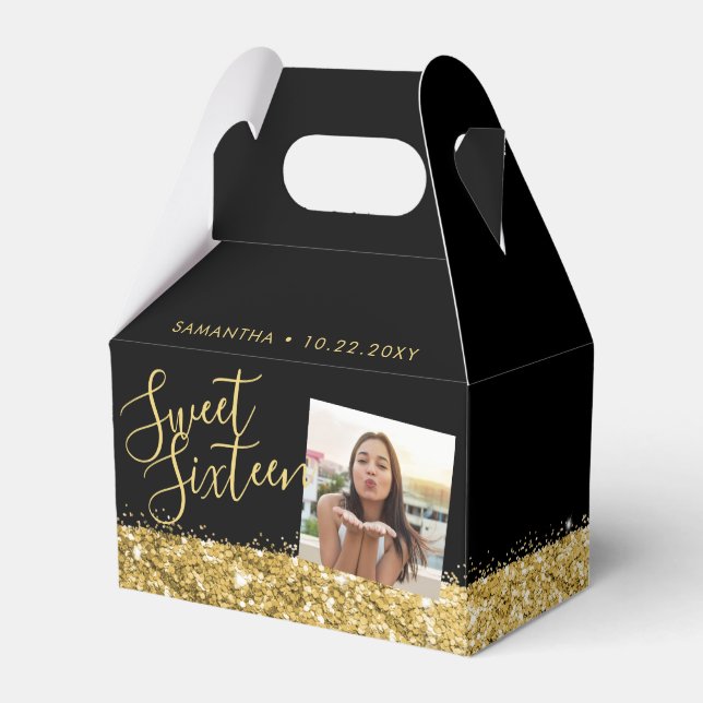 Ballotins Sweet 16 photo personnalisée Black Gold (Verso)