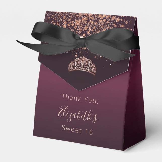 Ballotins Sweet 16 rose bordeaux or tiara merci (Verso)