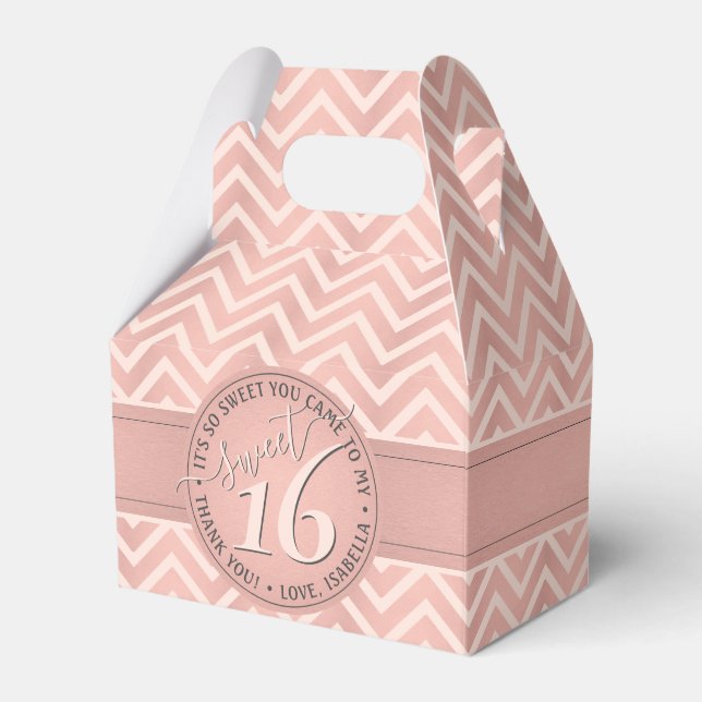 Ballotins Sweet 16e fête d'anniversaire Pink Chevron Merci (Verso)
