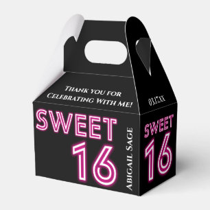 Ballotins Sweet sixteen de néon personnalisé rose chaud, noi