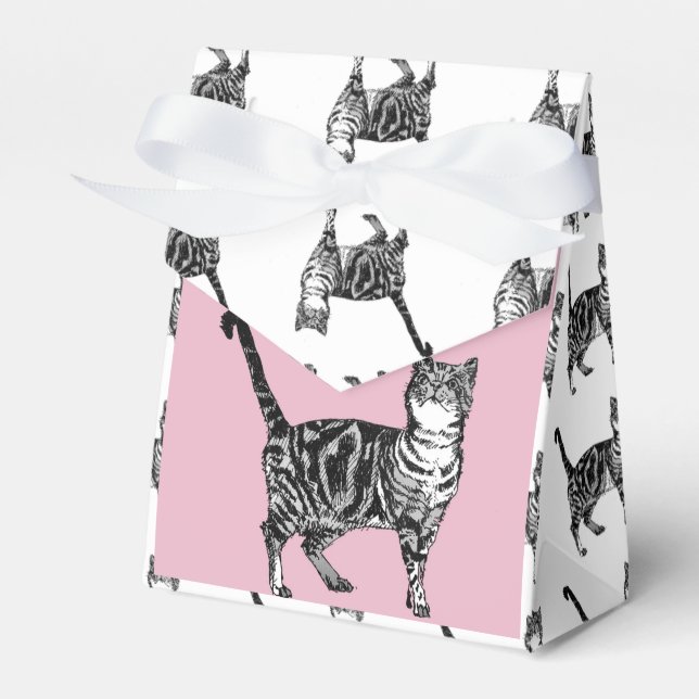 Ballotins Tabby Cat Art rose Ballotin de gâteau fête d'anniv (Verso)