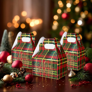 Ballotins Tartan festif rouge et vert 'Joyeux Noël'