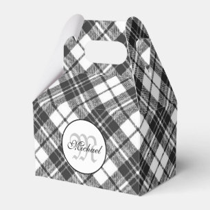 Ballotins Tartan motif Noël noir blanc Monogramme