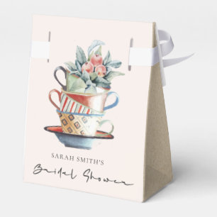 Ballotins Tasses empilées Blush Fleurs Mariage Tea Party