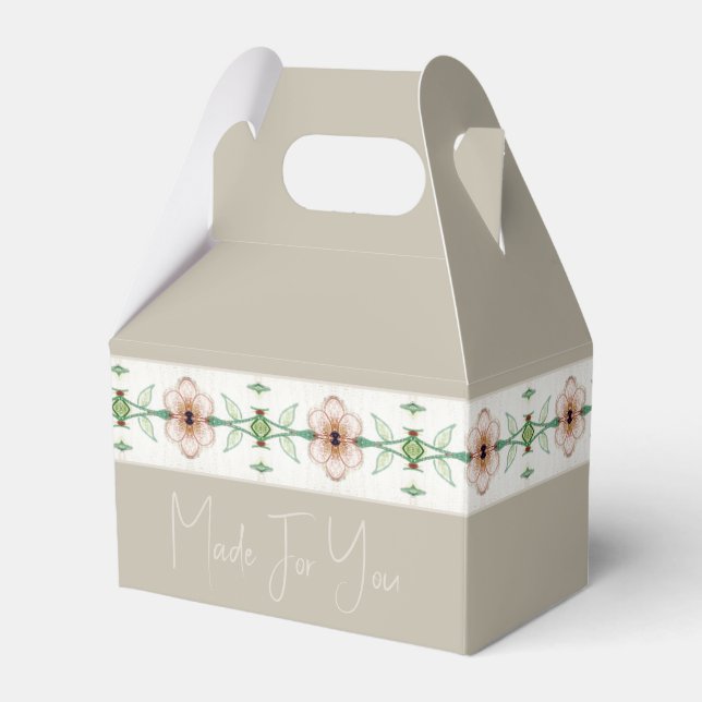 Ballotins Taupe Avec Pêche Florale (Verso)
