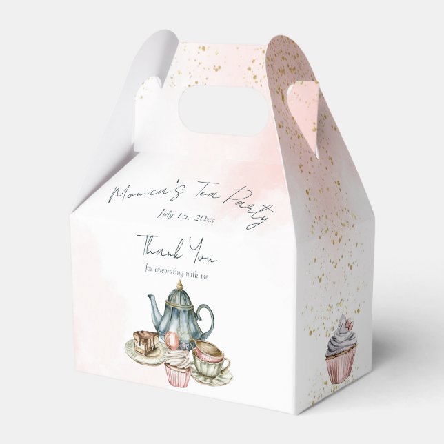 Ballotins Tea party rose bleu anniversaire merci (Verso)