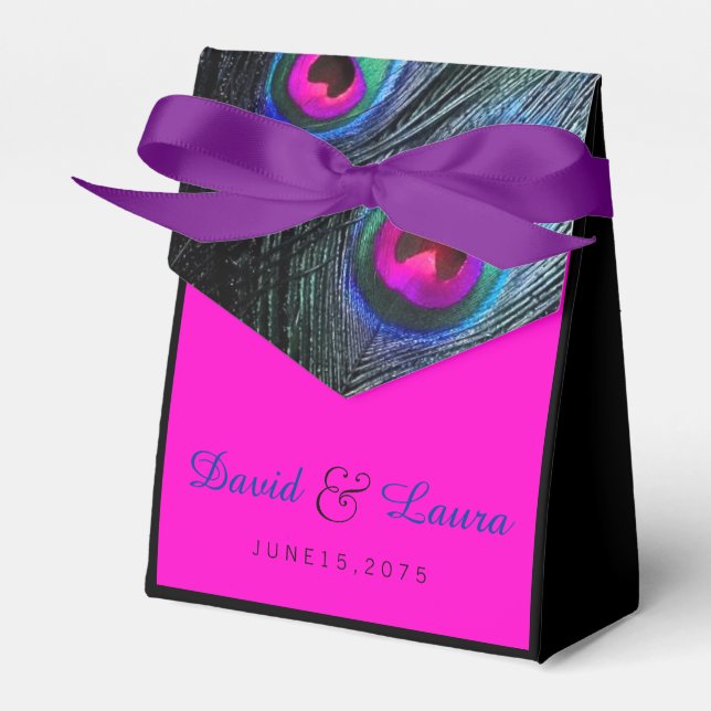 Ballotins Teal Blue et Hot rose Peacock mariage (Verso)