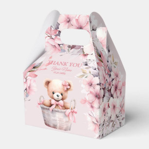 Ballotins Teddy Bear Baby Girl Fleurs roses Soirée Élégante