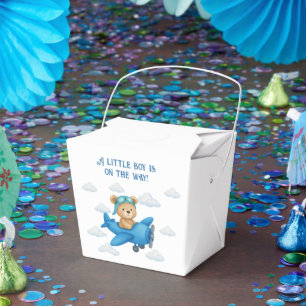 Ballotins Teddy Bear sur avion Baby shower Ballotin