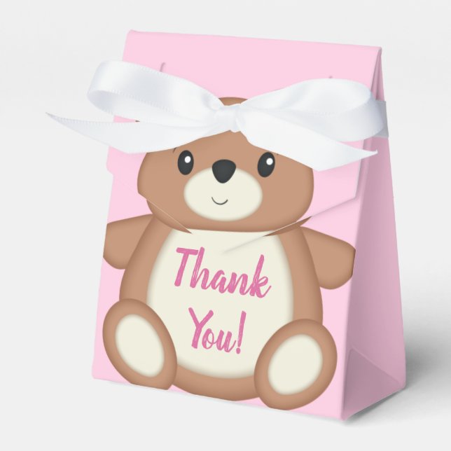 Ballotins Teddy Ours Baby shower Rose fille (Verso)