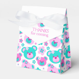 Ballotins Teddy ours visages et fleurs merci boîte cadeau