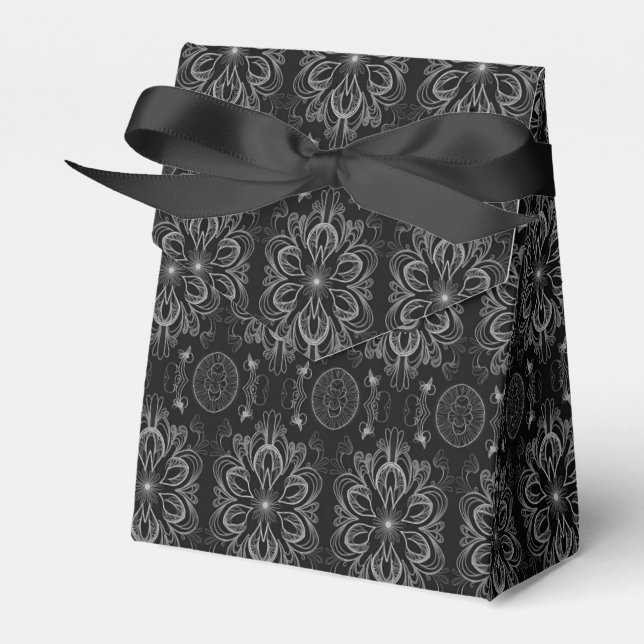 Ballotins Tente Abstraite Florale Noire Et Argent (Verso)