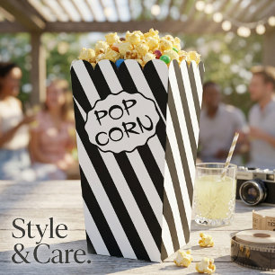Ballotins Texte personnalisé Popcorn rayé noir et blanc mode