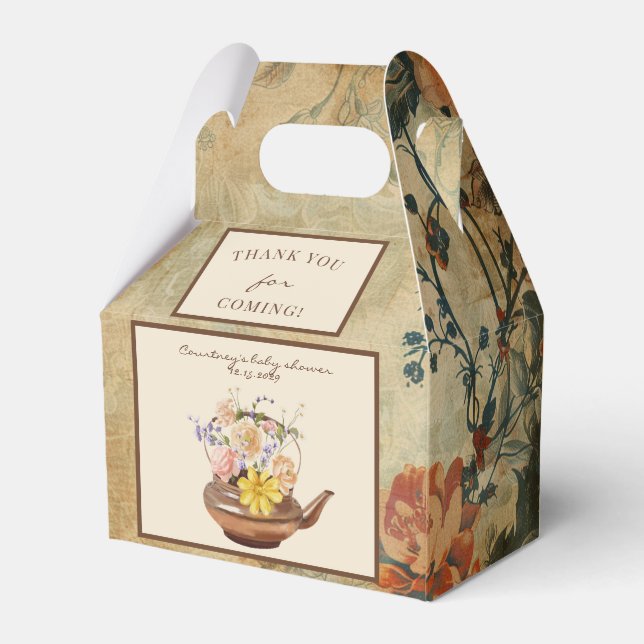Ballotins Thé vintage | Baby shower floral aquarelle (Arrière)