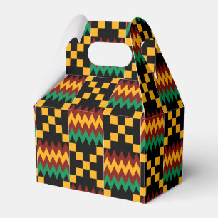Ballotins Tissu Kente noir, vert, rouge et jaune
