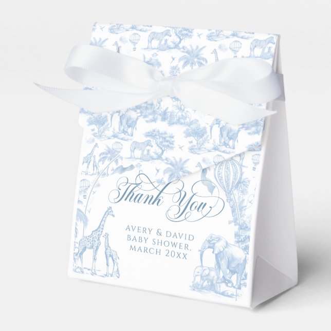 Ballotins TOILE Bleu Safari animal bébé garçon douche (Verso)