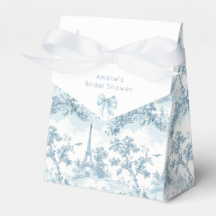 Ballotins Toile de Jouy française bleu poussiéreux Baby show