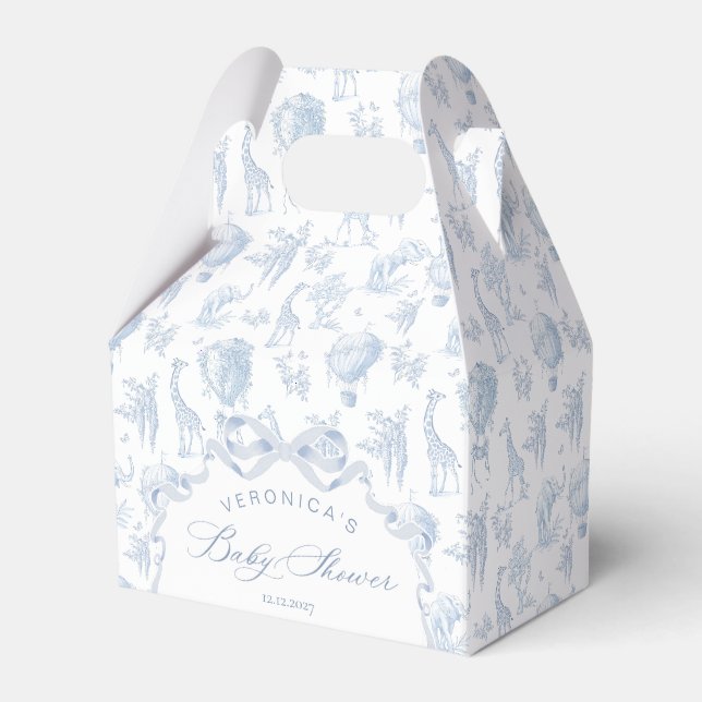 Ballotins Toile de Jouy Safari animaux Arch Baby shower bleu (Verso)