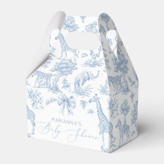 Ballotins Toile de Jouy Safari animaux bleu poussiéreux élég