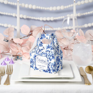 Ballotins Toile Florale Bleue & Blanc avec Mariage de callig