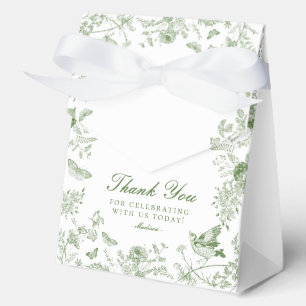 Ballotins Toile Verte De Jouy Floral Dessert Ballotin