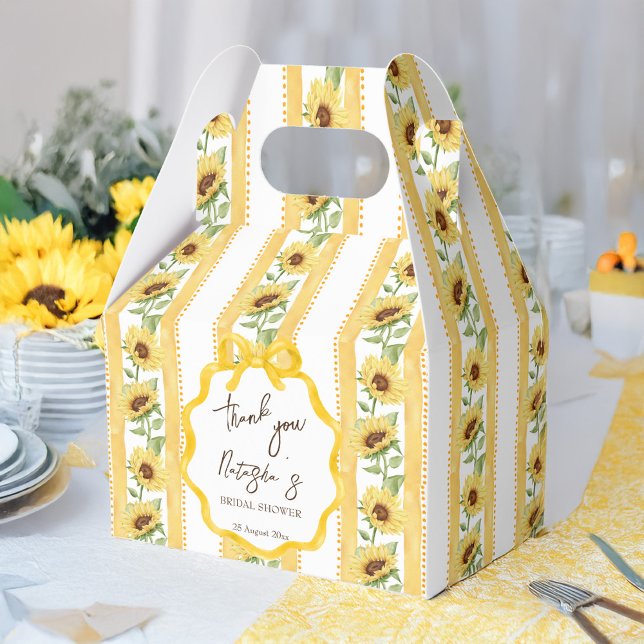 Ballotins Tombez amoureux shower mariage rayure jaune tourne (Fall in love retro yellow stripes sunflowers bridal shower personalized favor boxes)
