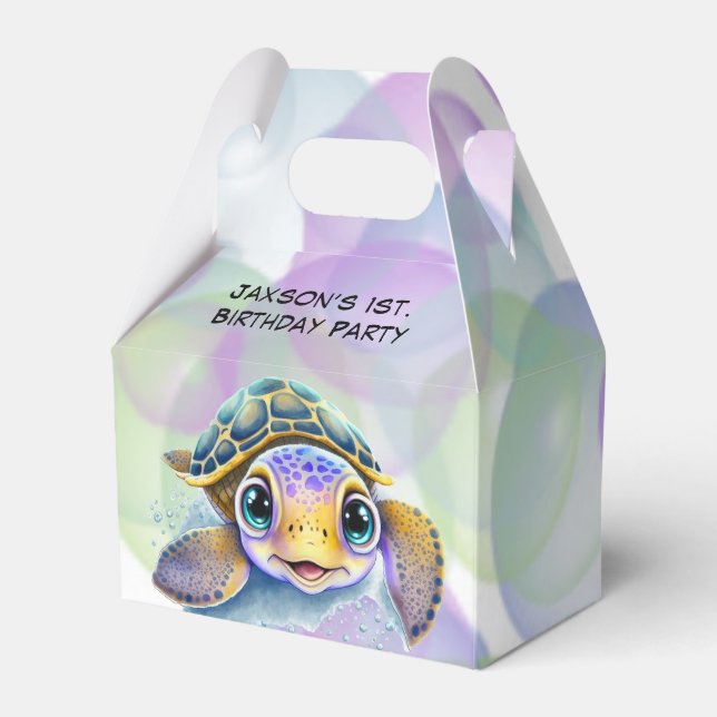 Ballotins Tortue mignonne avec bulles 1er. Fête d'anniversai (Verso)