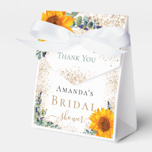 Ballotins Tour de mariage tournesols eucalyptus merci