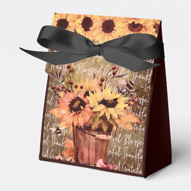 Ballotins Tournesol Bénédiction Gratitude Thanksgiving Favor (Verso)