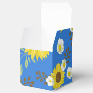 Ballotins Tournesol jaune fond bleu fleur floral
