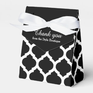 Ballotins Trellis noir et blanc motif merci boîte cadeau
