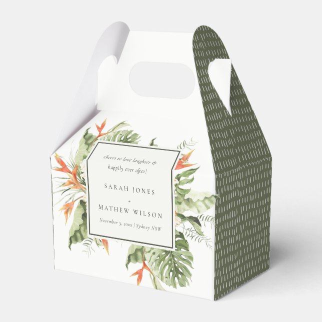 Ballotins Tropical Orange Green Leafy Mariage botanique Medi (Verso)