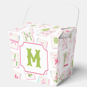 Ballotins Tuiles de Mahjong à Monogramme avec Ruban Rose et
