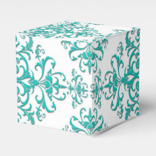 Ballotins Turquoise Aqua et Blanc Fantaisie Floral Damassé