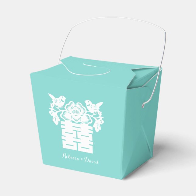 Ballotins Turquoise bleu chinois Inséparables double bonheur (Verso)