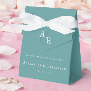 Ballotins Turquoise minimaliste Mariage Monogramme