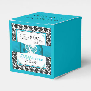 Ballotins Turquoise, Noir Damask Love Hearve Mariage
