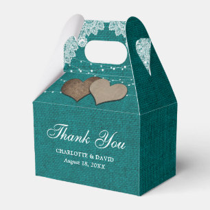 Ballotins Turquoise Rustique Burlap Lace String Mariage