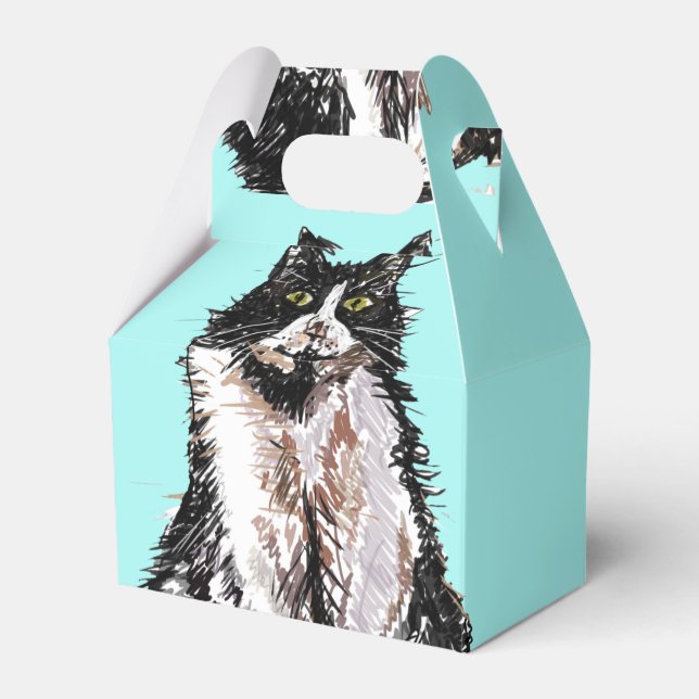 Ballotins Tuxedo Chat Noir Blanc Chats Anniversaire Turquois (Verso)