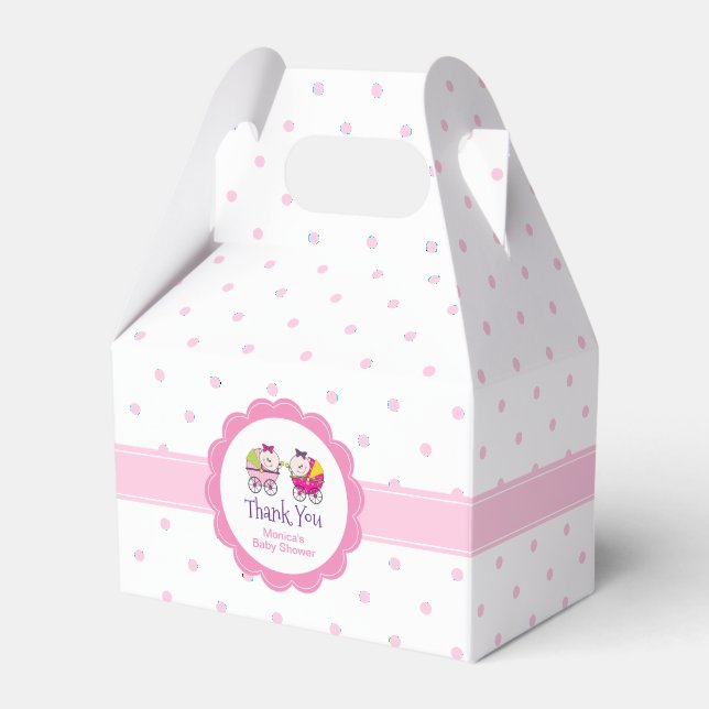 Ballotins Twin Girls Pois rose Ballotin Baby shower (Verso)