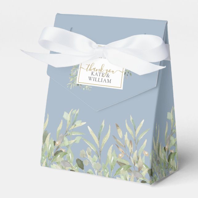 Ballotins Un doux début Dusty Blue Greenery Mariage (Verso)