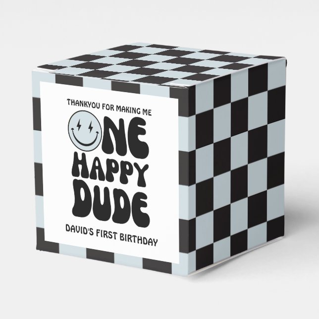 Ballotins Un joyeux Dude Blue Happy Face Boy Premier anniver (Verso)
