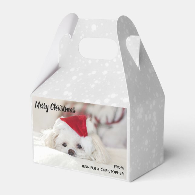 Ballotins Un mignon chien blanc dans un Casquette de Noël ro (Verso)
