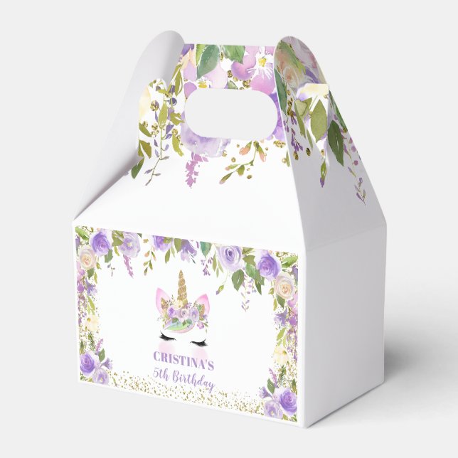 Ballotins Unicorne Florale d'or violet Ballotin d'anniversai (Verso)