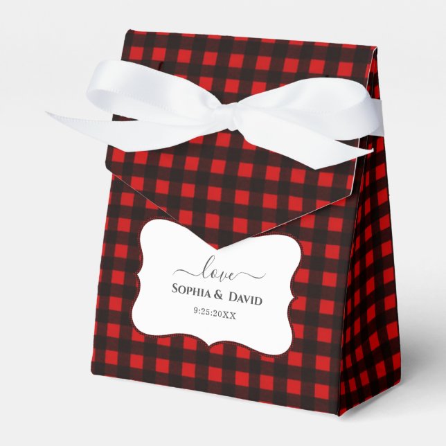 Ballotins Vacances d'hiver Noël Rouge Buffalo Plaid Mariage (Verso)